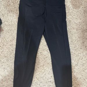 Zyia black lined battleship pocket drawstring luxe 7/8 24” leggings